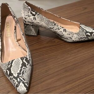 Mango Black and White Snake Print Heels